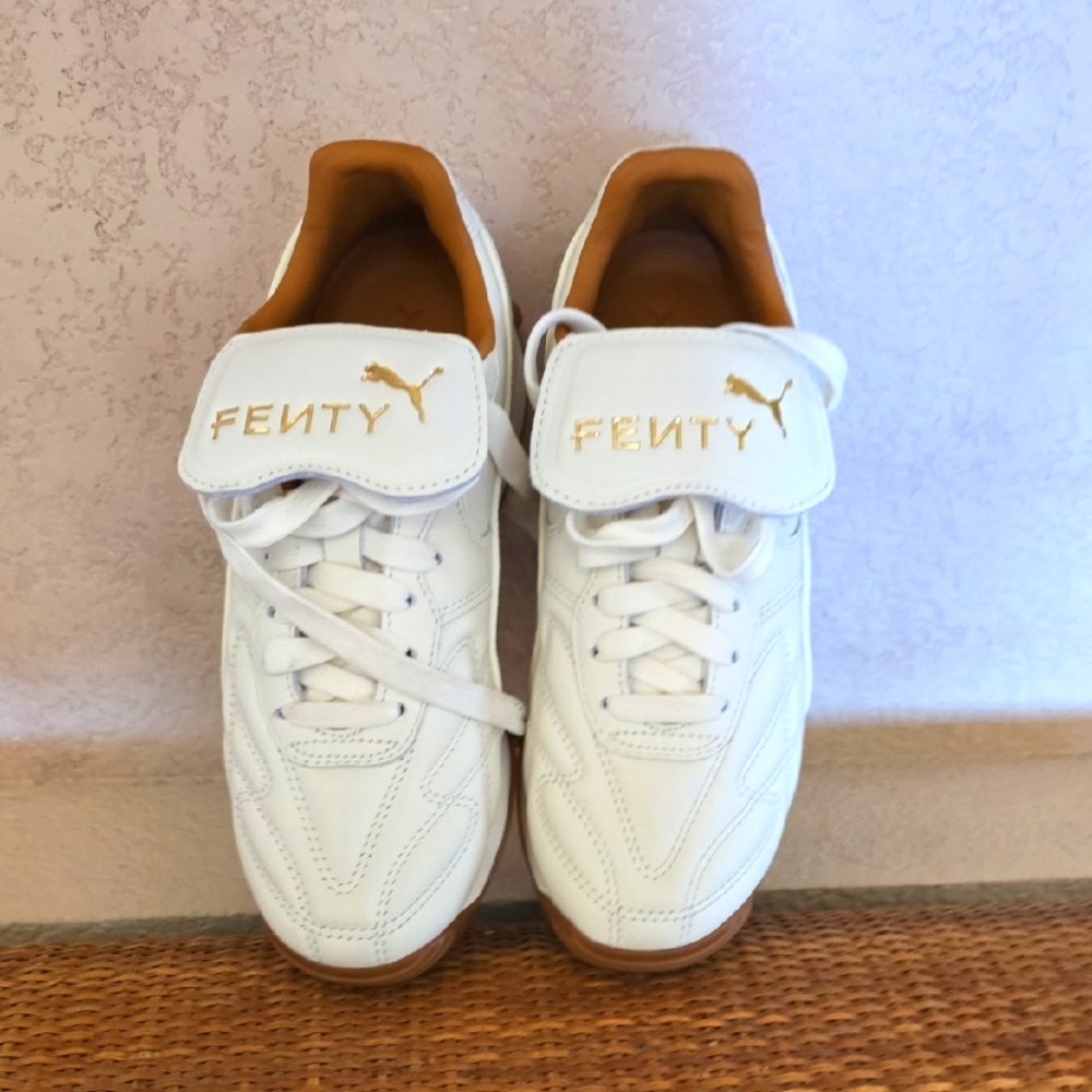 Fenty Beige Sneakers with Gold Accents